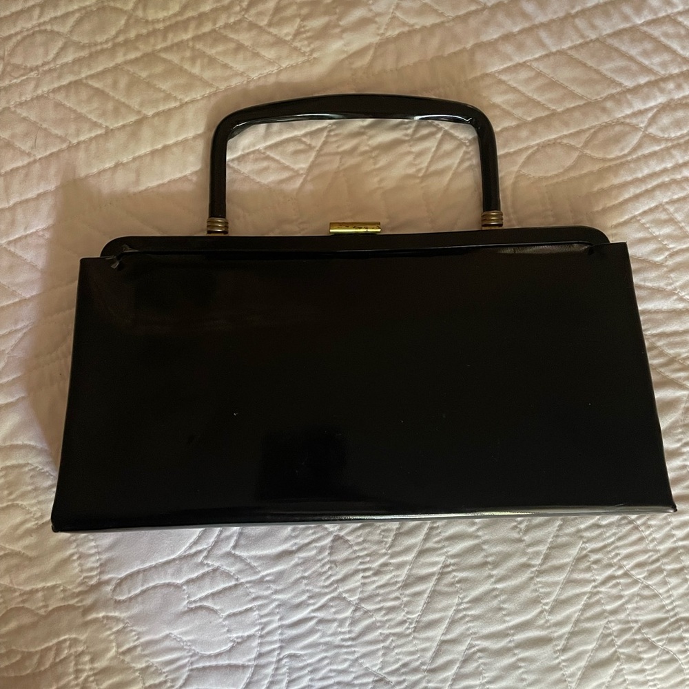 Vintage Black Clutch with Gold Accents